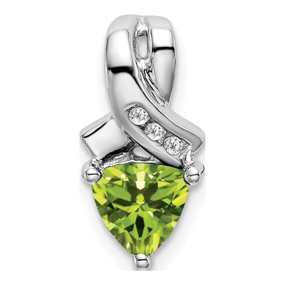 14K White Gold Peridot & Diamond Slide Pendant