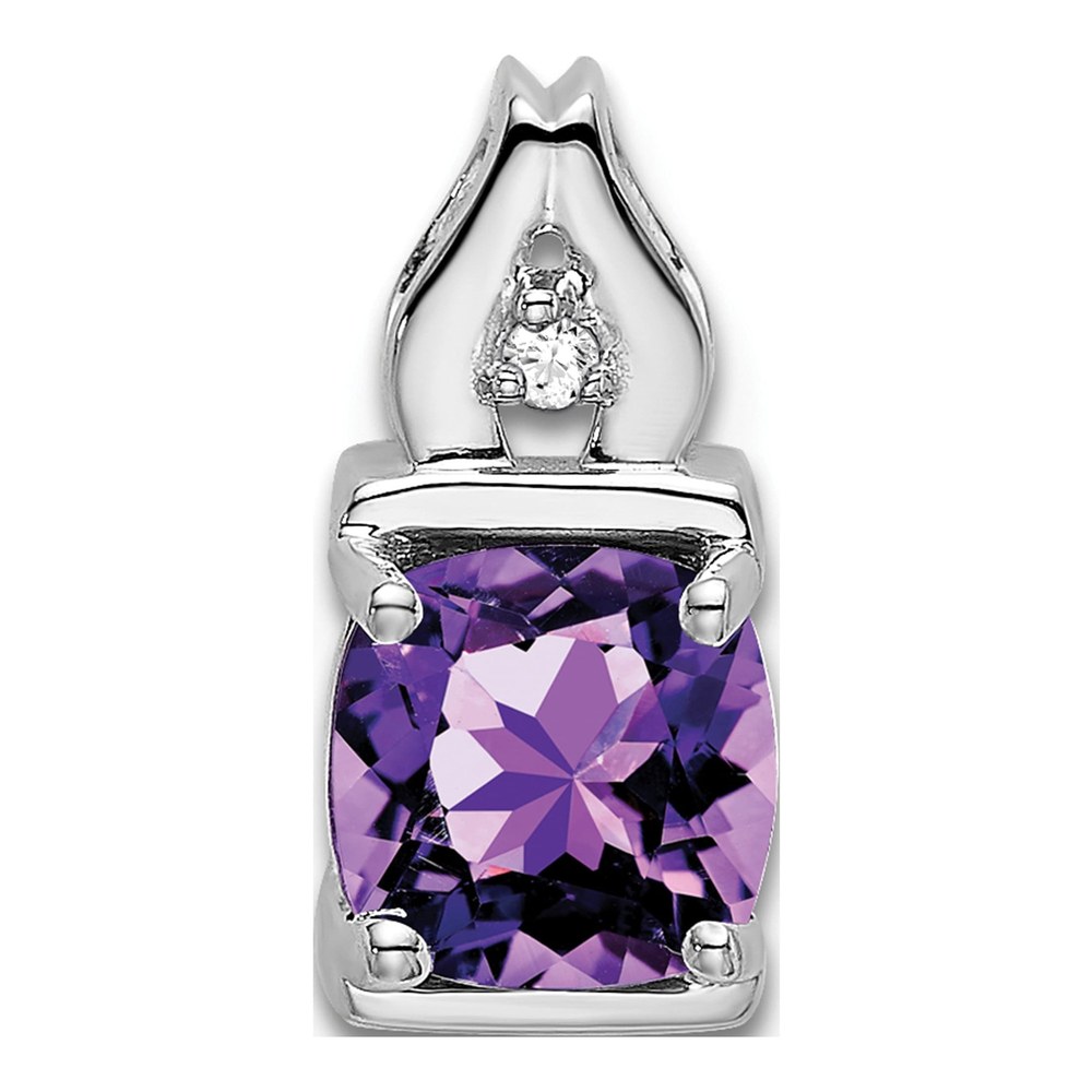 14K White Gold Amethyst & Diamond Slide Pendant