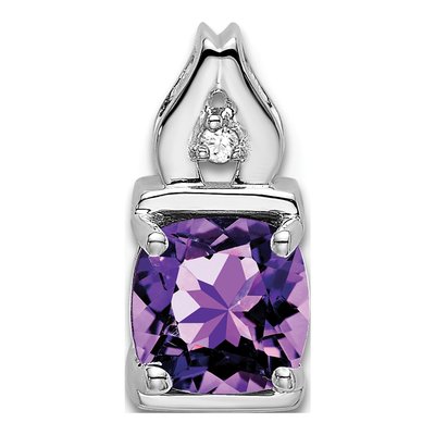 14K White Gold Amethyst & Diamond Slide Pendant