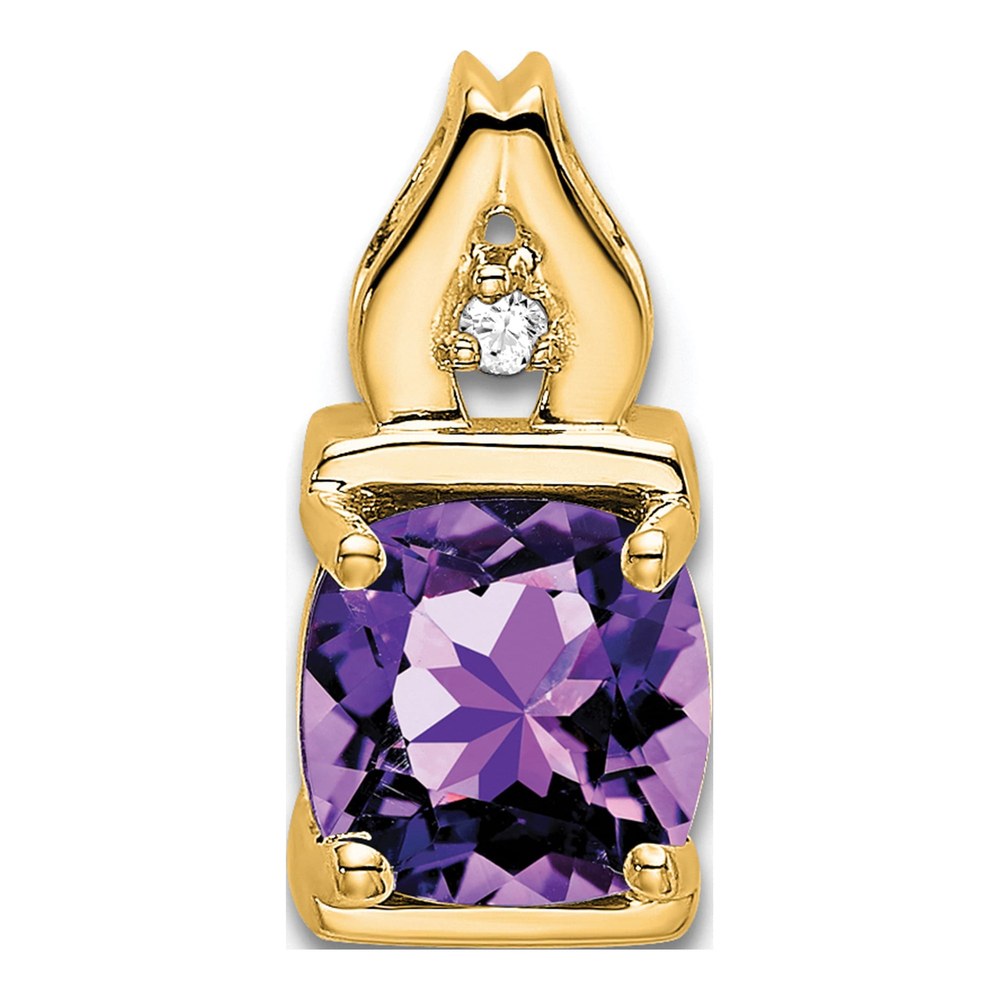 14K Yellow Gold Amethyst & Diamond Slide Pendant