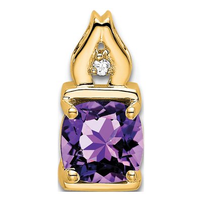 14K Yellow Gold Amethyst & Diamond Slide Pendant