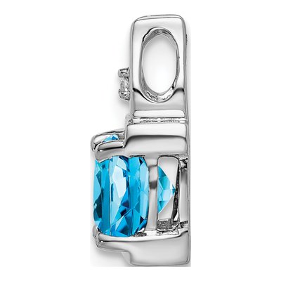 14K White Gold Swiss Blue Topaz & Diamond Cushion Slide Pendant – view 2