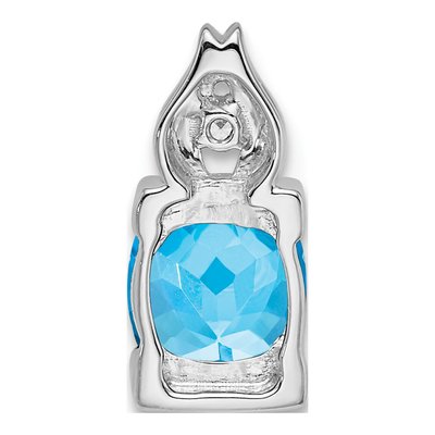 14K White Gold Swiss Blue Topaz & Diamond Cushion Slide Pendant – view 4