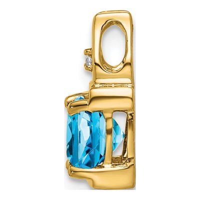 14K Yellow Gold Swiss Blue Topaz & Diamond Cushion Slide Pendant – view 2