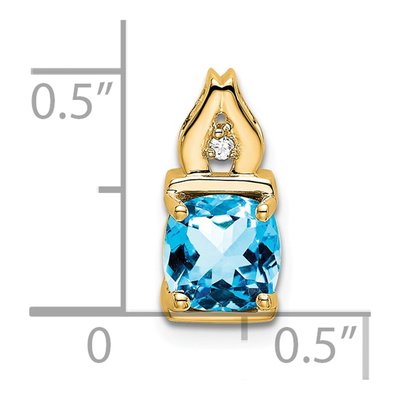 14K Yellow Gold Swiss Blue Topaz & Diamond Cushion Slide Pendant – view 3