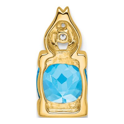 14K Yellow Gold Swiss Blue Topaz & Diamond Cushion Slide Pendant – view 4