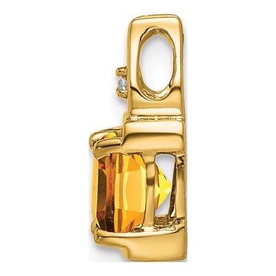 14K Yellow Gold Citrine & Diamond Cushion Slide Pendant – view 2