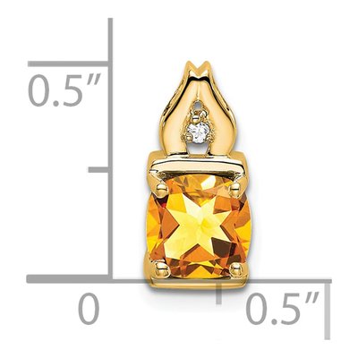 14K Yellow Gold Citrine & Diamond Cushion Slide Pendant – view 3