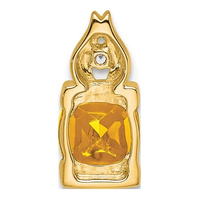 14K Yellow Gold Citrine & Diamond Cushion Slide Pendant – view 4