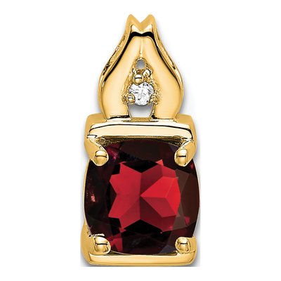 14K Yellow Gold Garnet & Diamond Slide Pendant