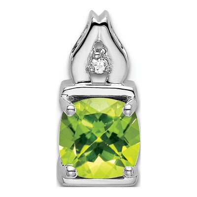 14K White Gold Peridot & Diamond Slide Pendant