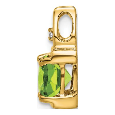 14K Yellow Gold Peridot & Diamond Cushion Slide Pendant – view 2