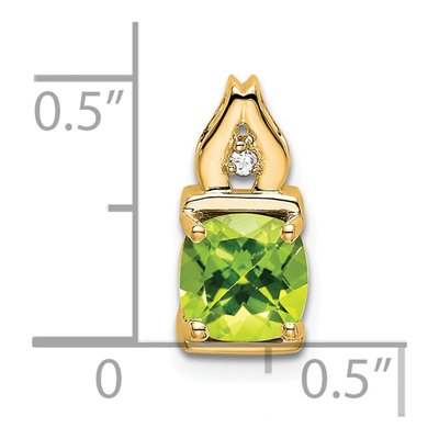 14K Yellow Gold Peridot & Diamond Cushion Slide Pendant – view 3
