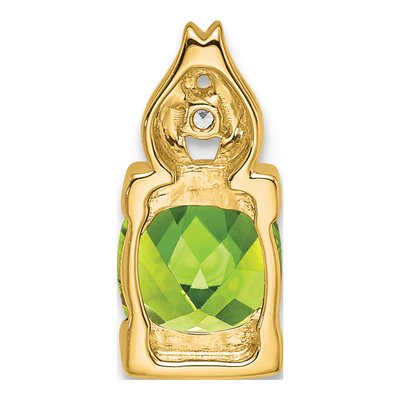 14K Yellow Gold Peridot & Diamond Cushion Slide Pendant – view 4