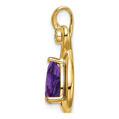 10K Yellow Gold Amethyst & Diamond Pear Slide Pendant – view 3