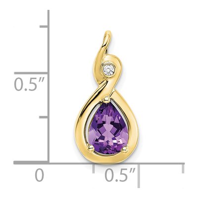 10K Yellow Gold Amethyst & Diamond Pear Slide Pendant – view 4