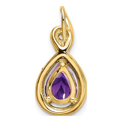 10K Yellow Gold Amethyst & Diamond Pear Slide Pendant – view 5
