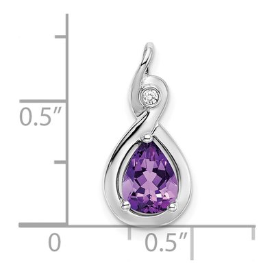 14K White Gold Amethyst & Diamond Pear Slide Pendant – view 4