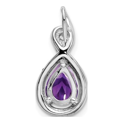 14K White Gold Amethyst & Diamond Pear Slide Pendant – view 5