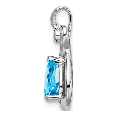 14K White Gold Swiss Blue Topaz & Diamond Pear Slide Pendant – view 3