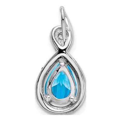 14K White Gold Swiss Blue Topaz & Diamond Pear Slide Pendant – view 5