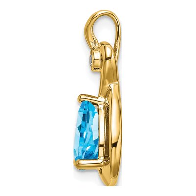 14K Yellow Gold Swiss Blue Topaz & Diamond Slide Pendant – view 2