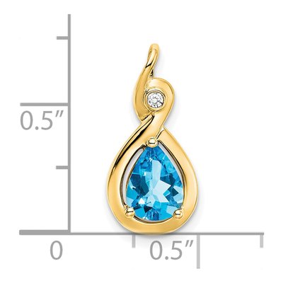 14K Yellow Gold Swiss Blue Topaz & Diamond Slide Pendant – view 3
