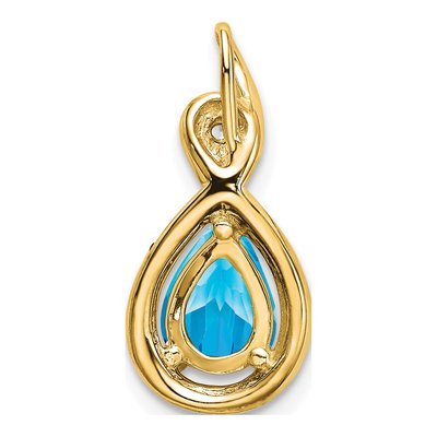 14K Yellow Gold Swiss Blue Topaz & Diamond Slide Pendant – view 4