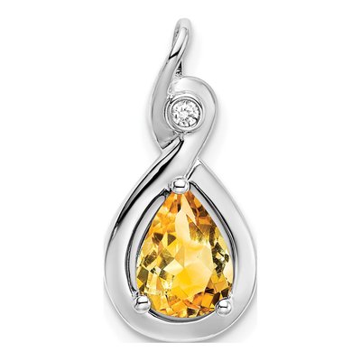 14K White Gold Citrine & Diamond Slide Pendant
