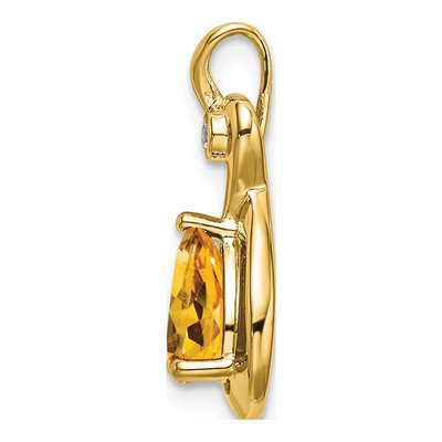 14K Yellow Gold Citrine & Diamond Pear Slide Pendant – view 2