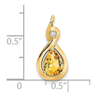 14K Yellow Gold Citrine & Diamond Pear Slide Pendant – view 3