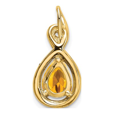 14K Yellow Gold Citrine & Diamond Pear Slide Pendant – view 4