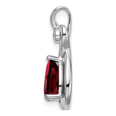 14K White Gold Garnet & Diamond Pear Slide Pendant – view 3
