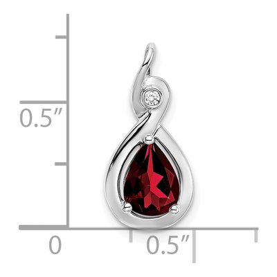 14K White Gold Garnet & Diamond Pear Slide Pendant – view 4