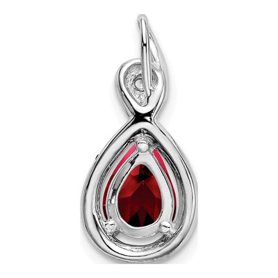 14K White Gold Garnet & Diamond Pear Slide Pendant – view 5