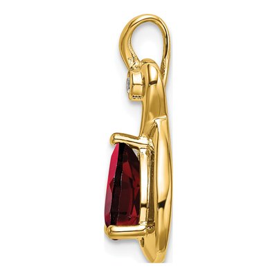 14K Yellow Gold Pear Garnet & Diamond Chain Slide – view 2