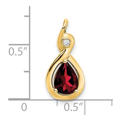 14K Yellow Gold Pear Garnet & Diamond Chain Slide – view 3