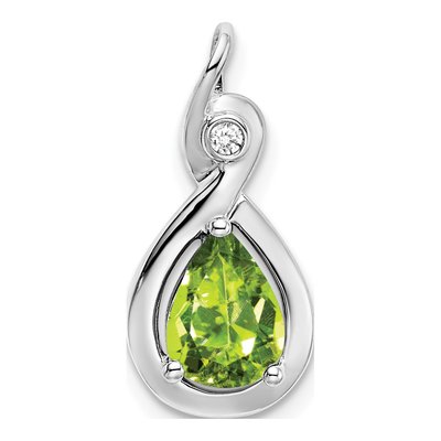 14K White Gold Peridot & Diamond Slide Pendant