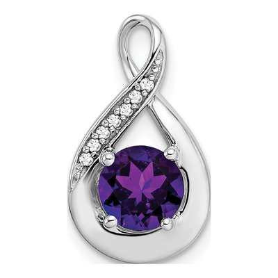 14K White Gold Amethyst & Diamond Slide Pendant