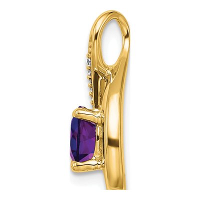 14K Yellow Gold Amethyst & Diamond Slide Pendant – view 2