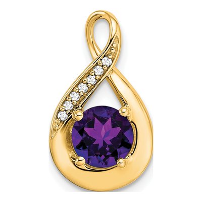 14K Yellow Gold Amethyst & Diamond Slide Pendant