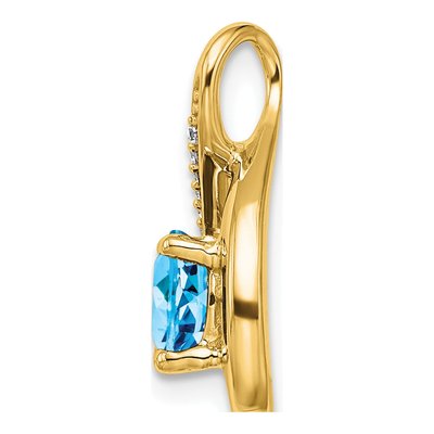 14K Yellow Gold Swiss Blue Topaz & Diamond Slide Pendant – view 2