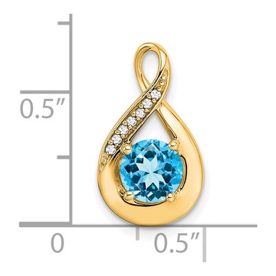 14K Yellow Gold Swiss Blue Topaz & Diamond Slide Pendant – view 3