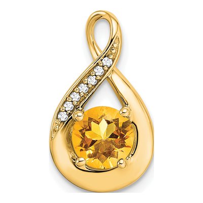 14K Yellow Gold Citrine & Diamond Slide Pendant