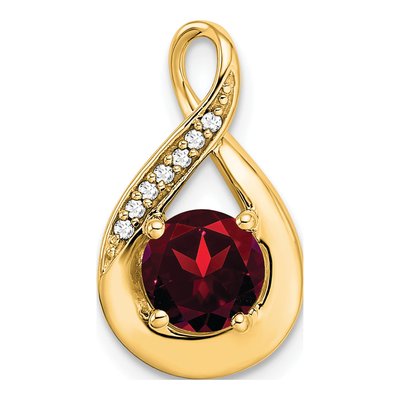 14K Yellow Gold Garnet & Diamond Slide Pendant