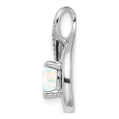 14K White Gold Lab-Created Opal & Diamond Slide Pendant – view 2