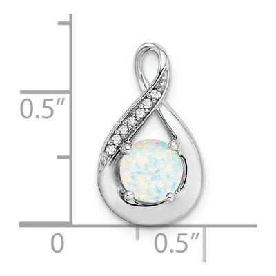 14K White Gold Lab-Created Opal & Diamond Slide Pendant – view 3