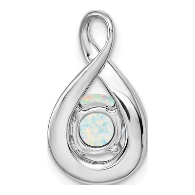 14K White Gold Lab-Created Opal & Diamond Slide Pendant – view 4