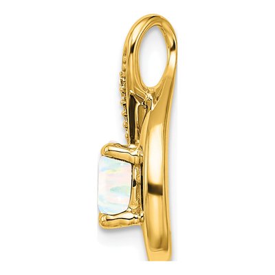14K Yellow Gold Lab-Created Opal & Diamond Slide Pendant – view 2