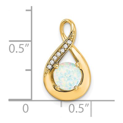 14K Yellow Gold Lab-Created Opal & Diamond Slide Pendant – view 3